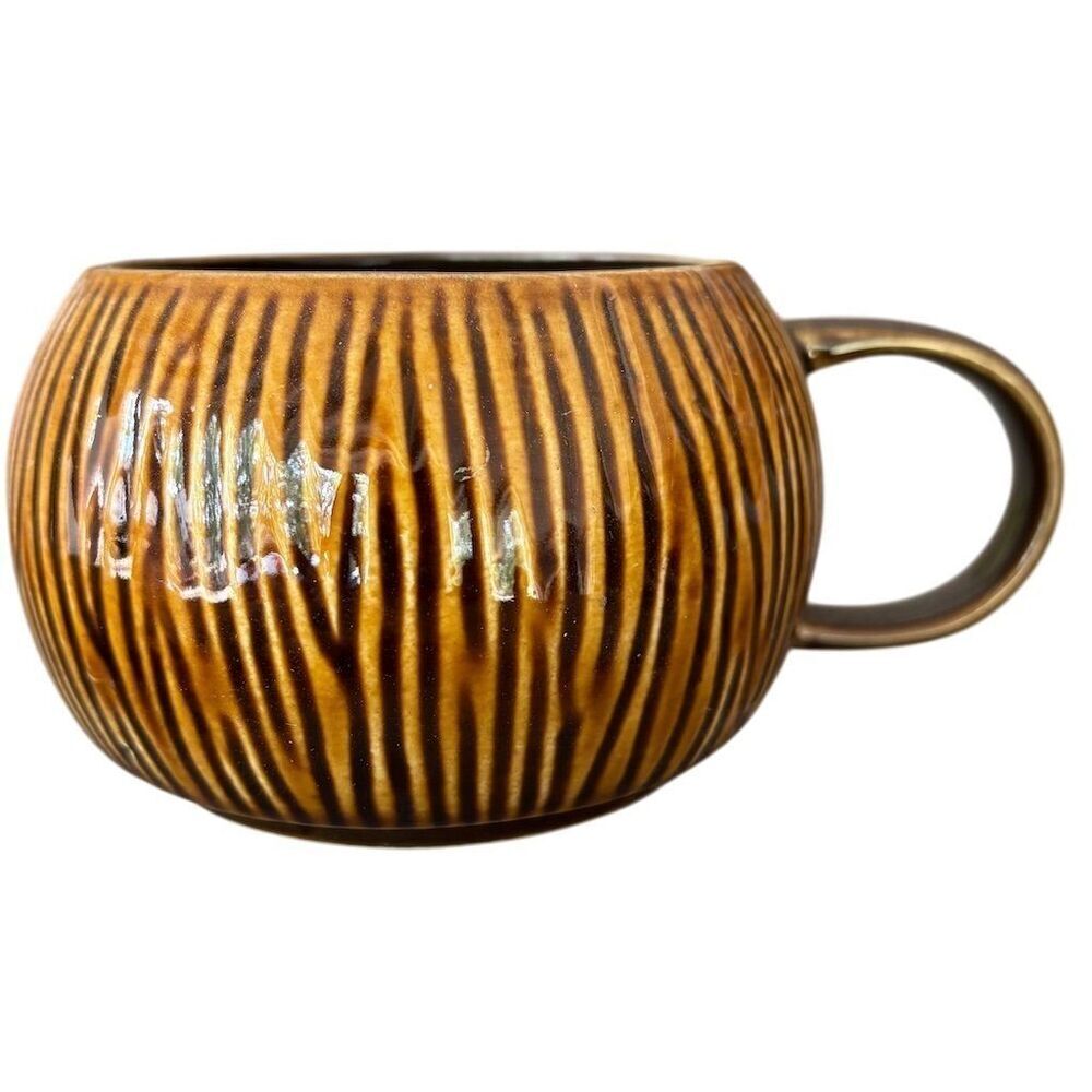 Starbucks 2013 Coconut Tiki Brown Embossed Coffee Mug 12oz